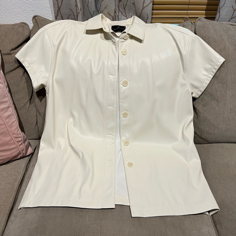 Faux leather top